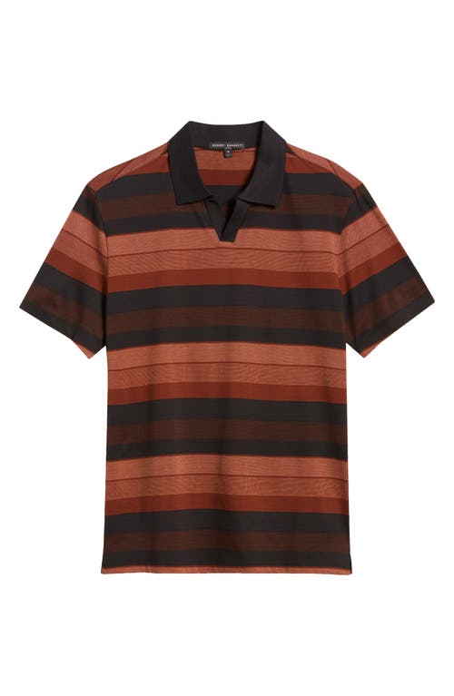 Shop Robert Barakett Fincastle Stripe Johnny Collar Polo In Cabernet