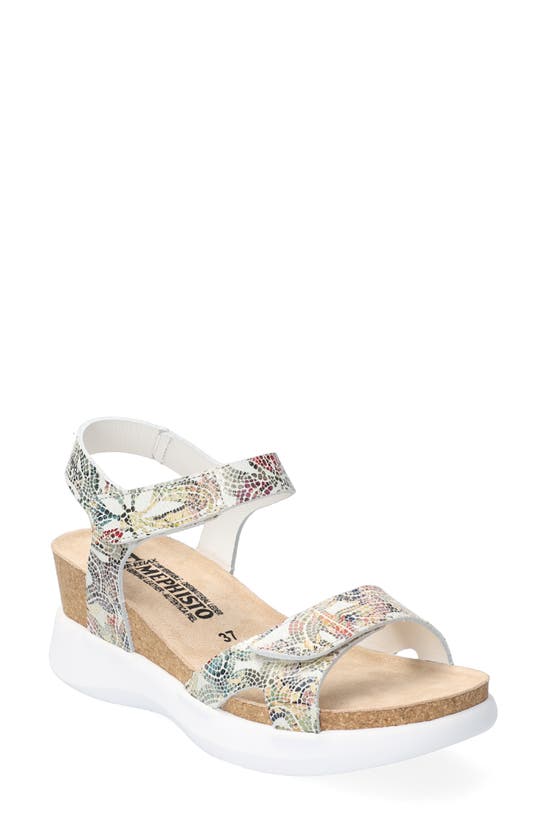 Mephisto Coraly Wedge Sandal In Multicoloured Leather