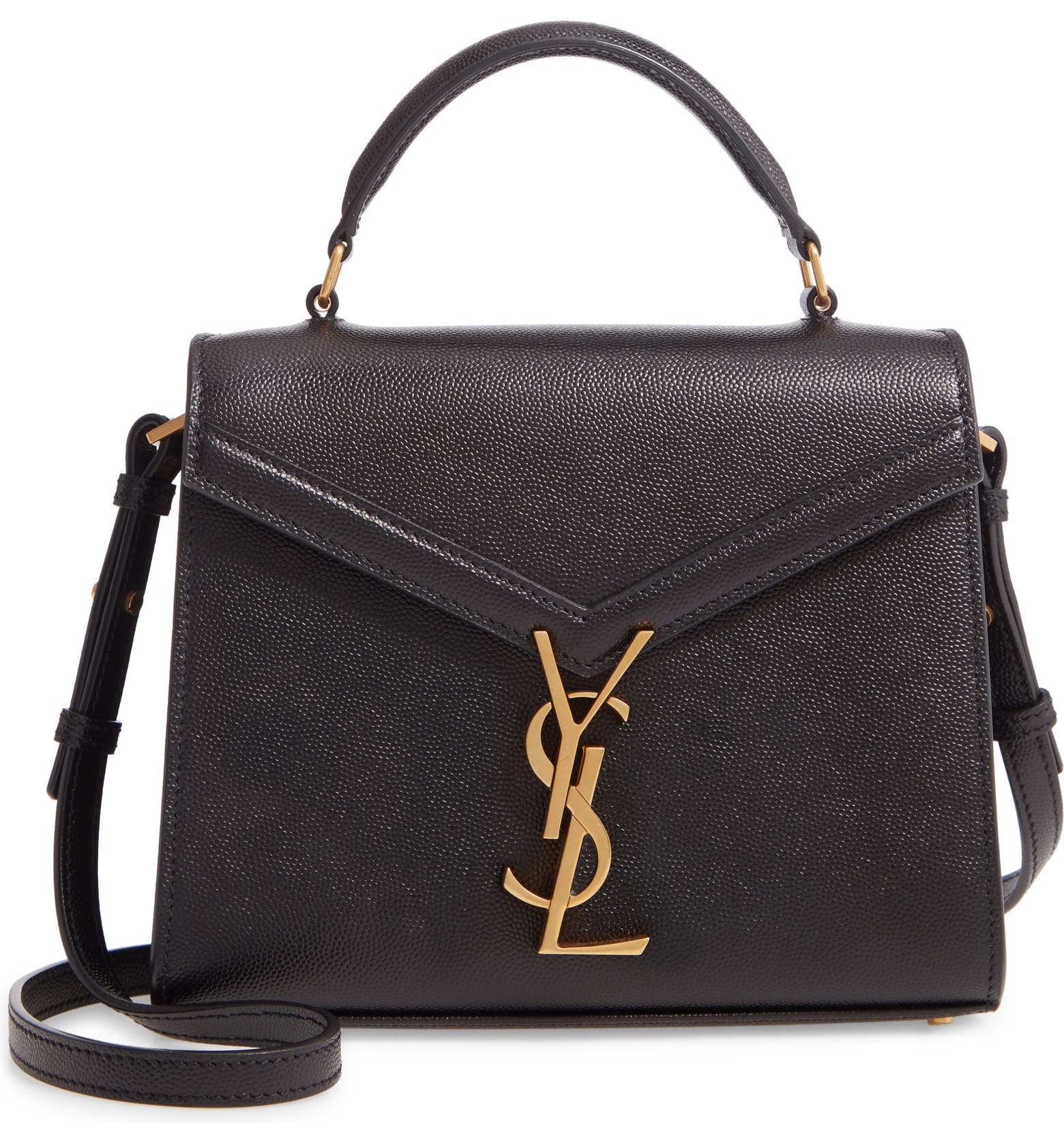 YSL black Cassandra Mini Top Handle Bag