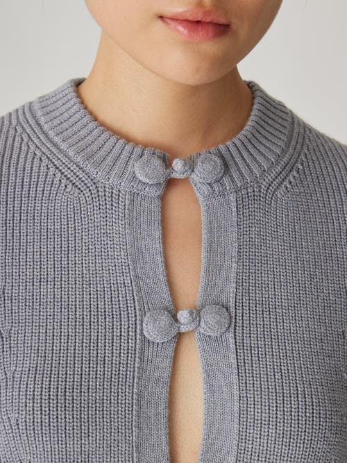 Rebecca Taylor Novlety Wool Peplum Cardi In Medium Heather Grey