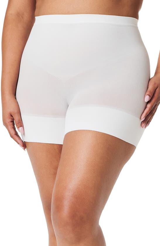 Shop Spanx Shorty Seamless Shaper Shorts In White