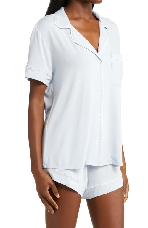 Eberjey Gisele Relaxed Jersey Knit Short Pajamas In Ice Blue/ivory