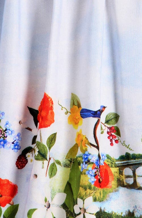 Baker By Ted Baker Kids' Mixed Media Floral Border Print Dress In Blue