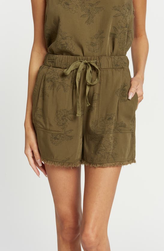 Shop Thread & Supply Haven Tie Waist Shorts In Ivy Green Peony