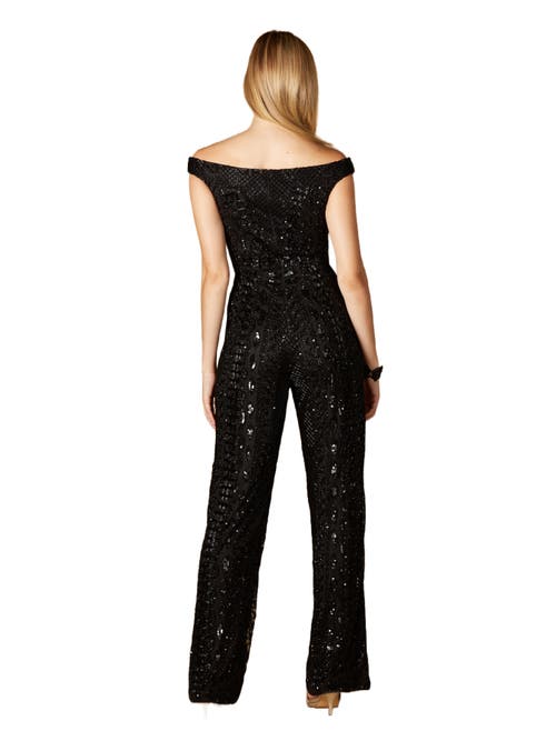 Lara New York Beaded Off Shoulder Jumpsuit In Black