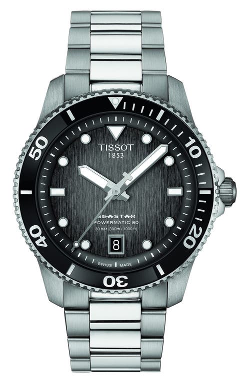 Tissot Tisso Seastar 1000 Powermatic 80 Bracelet Watch, 40mm In Black/silver
