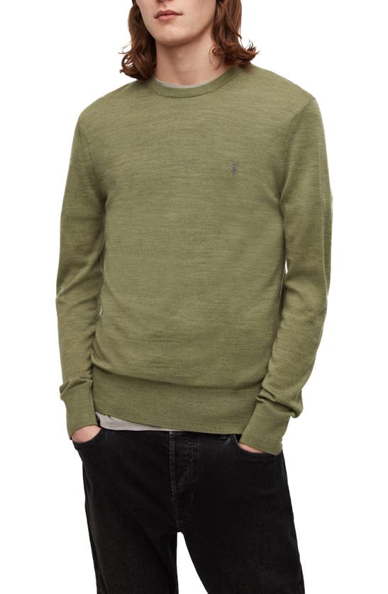 Allsaints Mode Slim Fit Wool Sweater In Moss Green Marl
