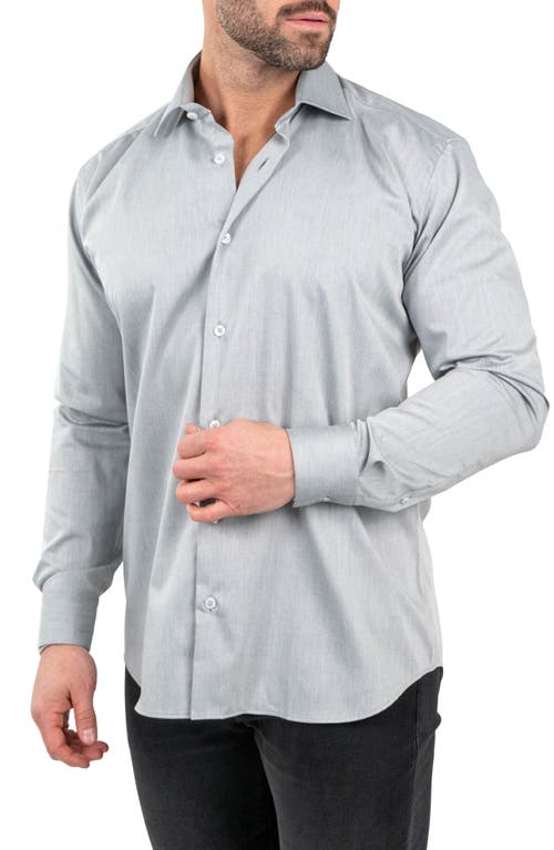 Maceoo Classic Silverfox Grey Cotton Twill Button-up Shirt In Grey