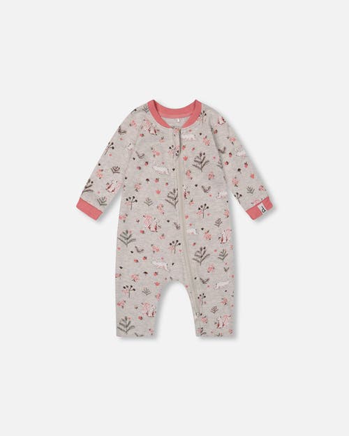 Shop Deux Par Deux Baby Girl's Organic Cotton One Piece Pajama Beige Mix Printed Squirrel