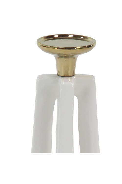 Cosmo By Cosmopolitan White Ceramic Modern Candle Holder In White