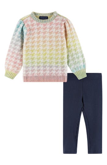 Andy & Evan Babies'  Eyelash Knit Sweater & Leggings Set In Ombre Rainbow