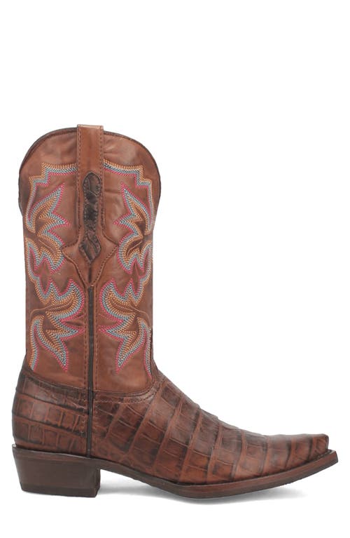 Shop Dingo Gator Embossed Cowboy Boot In Brown