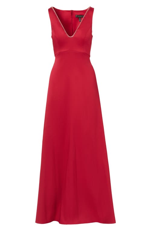 Shop Aidan Mattox By Adrianna Papell Stretch Mikado A-line Gown In Matador Red