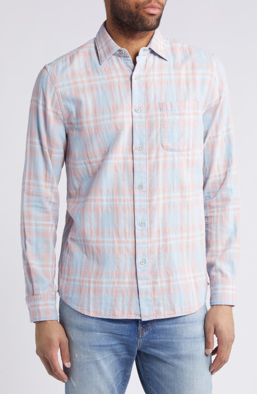 Sunwashed Chambray Button-Up Shirt in Coral Bay Plaid