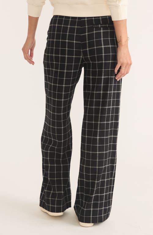 Shop Marine Layer Allison Check Wide Leg Tencel® Lyocell Pants In Black/white Check