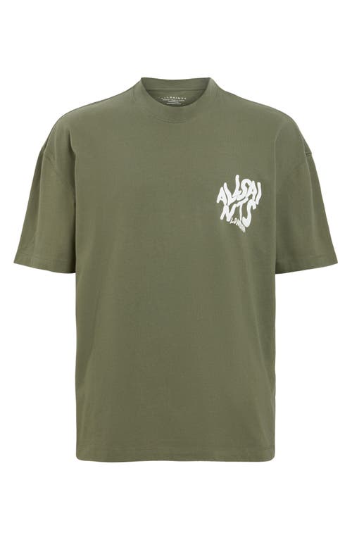 Shop Allsaints Orlando Logo Oversize Graphic T-shirt In Fleur Green