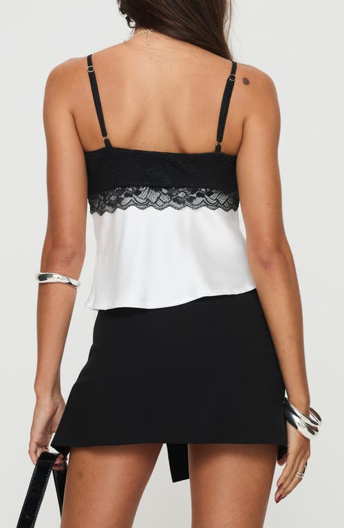 Princess Polly First Class Lace & Satin Camisole In White/black