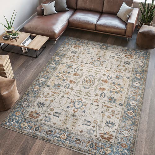 Shop Jonathan Y Hiero Persian Border Low-pile Machine-washable Area Rug In Cream/terra