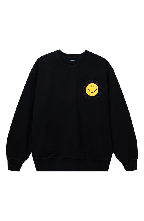 MARKET SMILEY Vintage Wash Sweatshirt in Washed Black at Nordstrom, Size X-Large