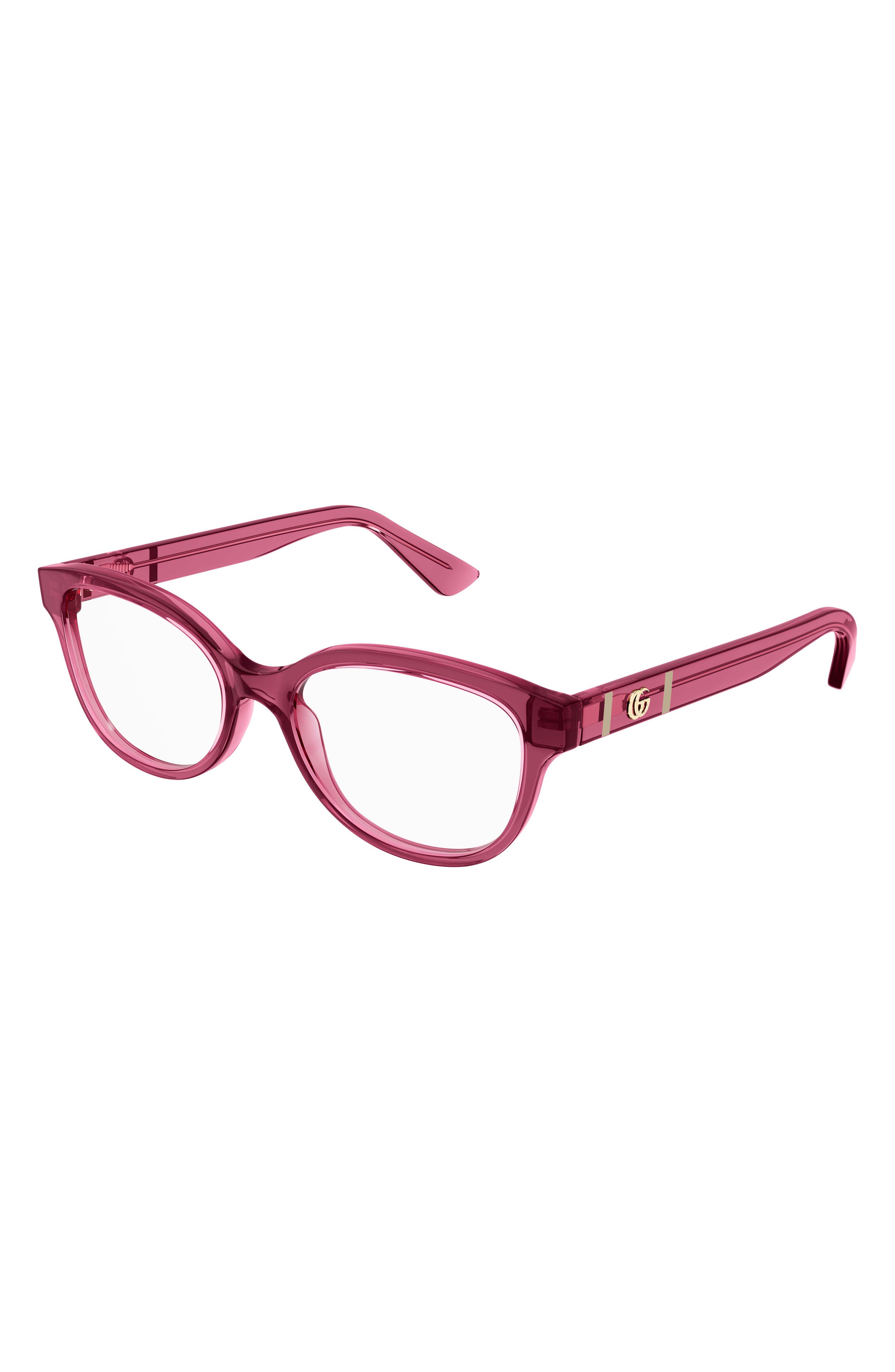Gucci 53mm Rectangle Optical Glasses in Burgundy at Nordstrom