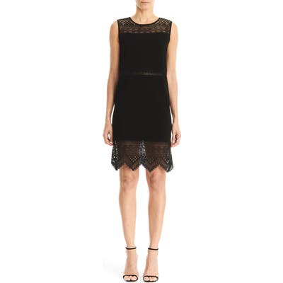 Carolina Herrera Guipure Lace Inset Shift Dress, Black