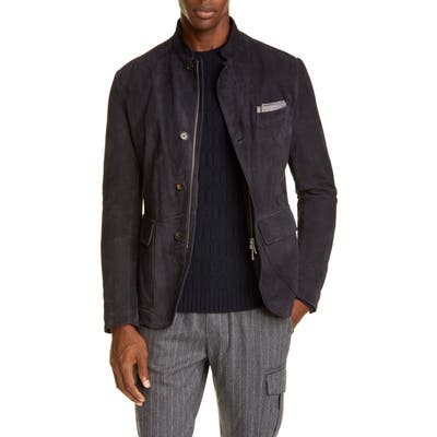 Eleventy Suede Jacket, US / 4 R - Blue