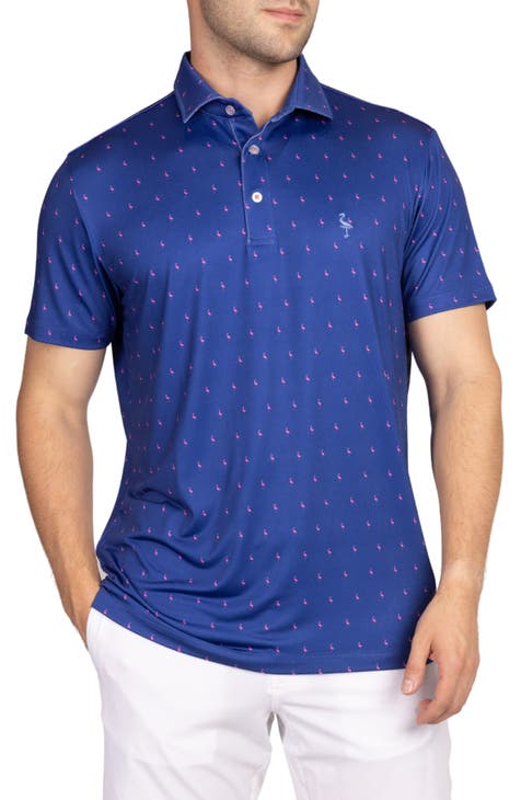 Sapphire Blue Byrd Print Performance Polo (Big & Tall)