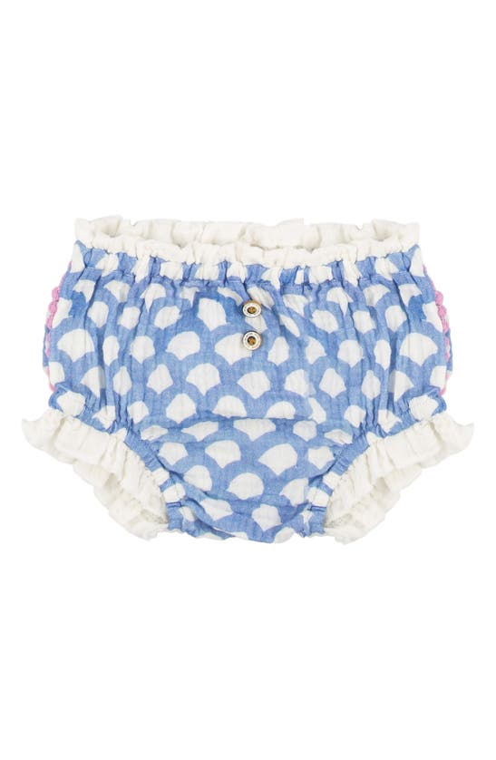 Miki Miette Scallop Print Surplice Cotton Gauze Top & Bloomers In Washi