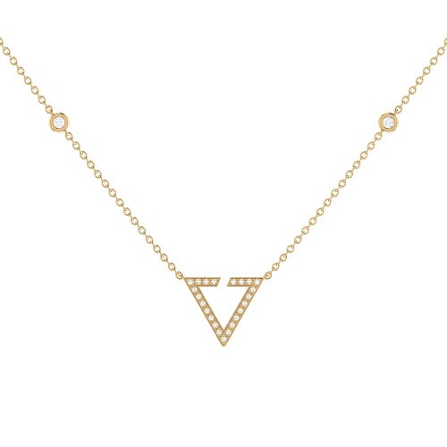 Shop Luvmyjewelry Skyline Triangle Sterling Silver Diamond Necklace In 14kt Gold Vermeil On Sterling