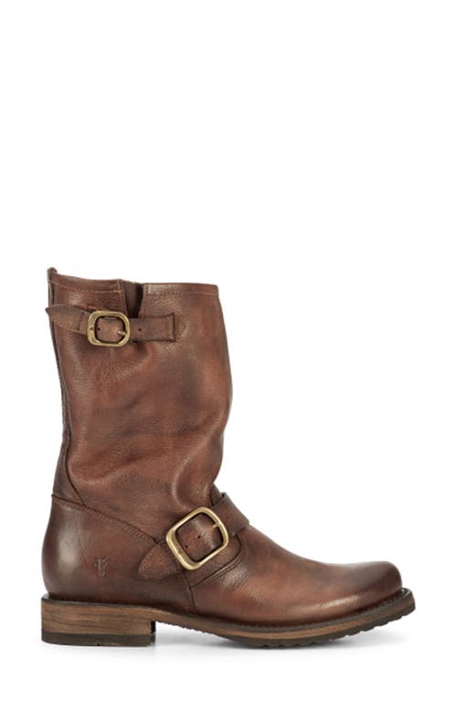 Frye Veronica Leather Buckle Short Moto Boots In Stone - Tonara
