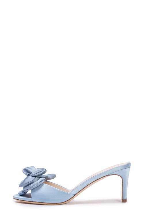 Black Suede Studio Josey Slide Sandal In Blue Fog Satin