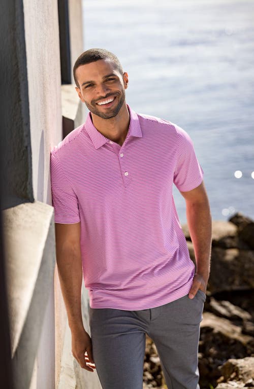 Shop Cutter & Buck Double Stripe Performance Recycled Polyester Polo In Gelato/white