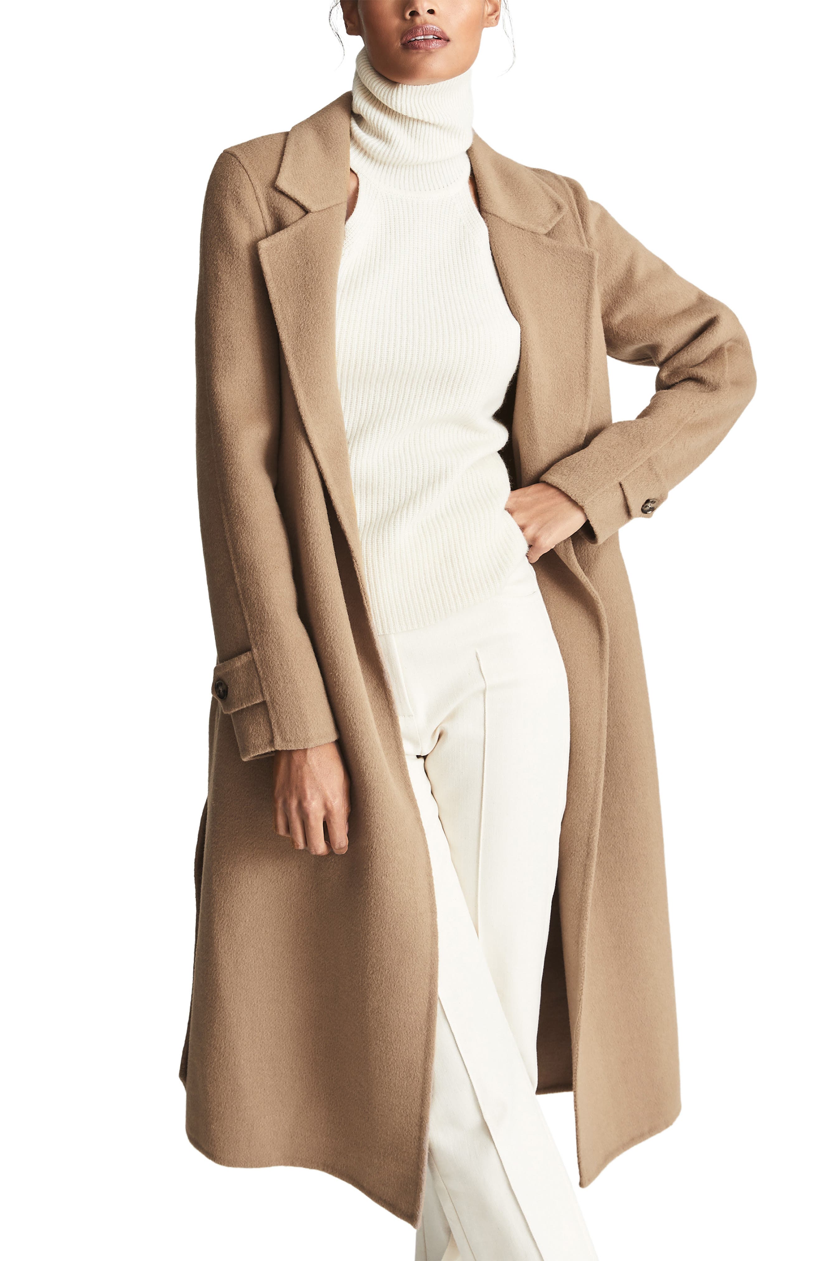 belted wool coat womens