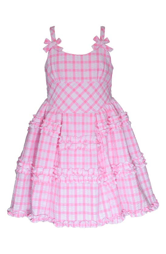 Shop Bonnie Jean Kids' Ruffle Seersucker Sleeveless Dress In Pink