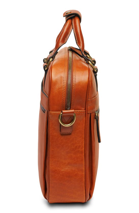 Shop Bosca Italia Stringer Leather Briefcase In Amber