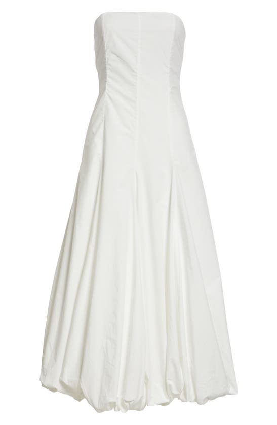 Shop Paloma Wool Globo Strapless Bubble Hem Midi Dress In White