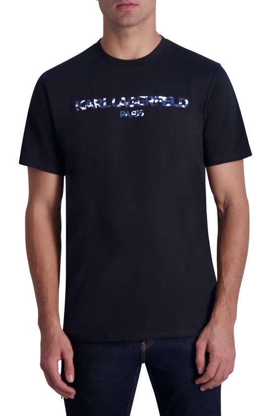 Shop Karl Lagerfeld Paris Camo Logo Graphic T-shirt In Black