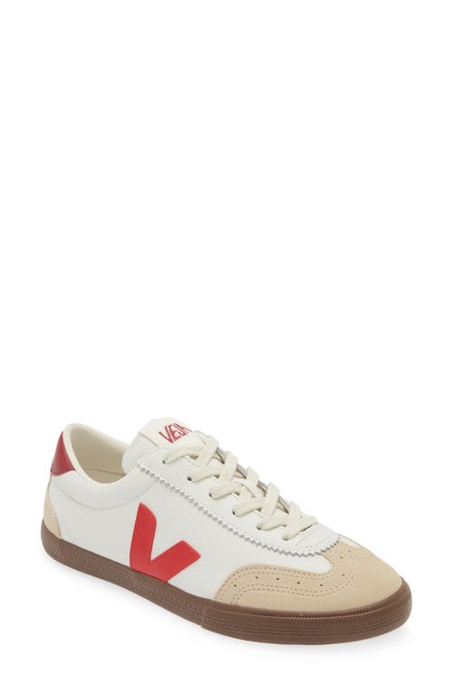 Veja Volley O. T. Leather Sneakers White Pekin Bark In White/pekin/bark