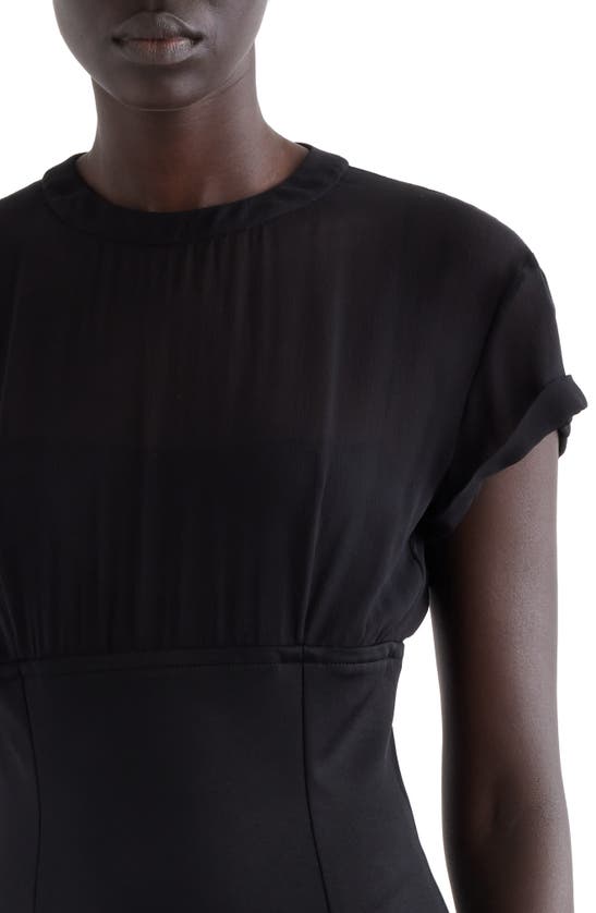 Shop Givenchy Mixed Media Corset Waist Dress In Black