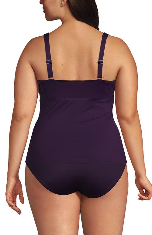 Shop Lands' End Plus Size V-neck Wrap Underwire Tankini Swimsuit Top In Blackberry