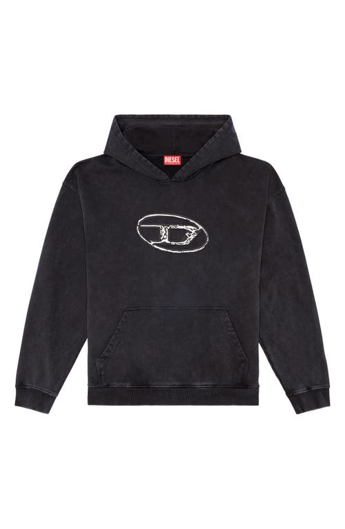 Diesel S-boxt Logo-print Cotton Hoodie In Black