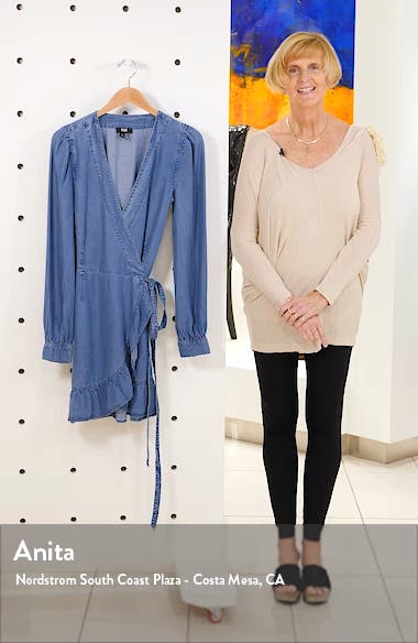 long sleeve denim wrap dress