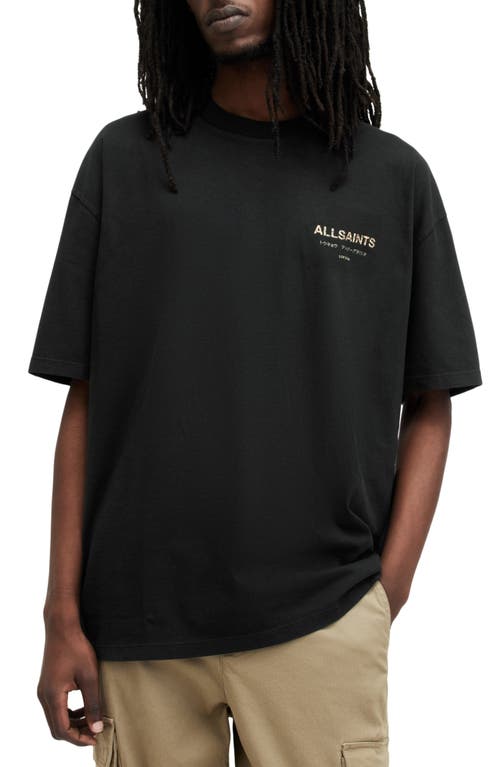 Allsaints Underground Oversize Organic Cotton Graphic T-shirt In Black