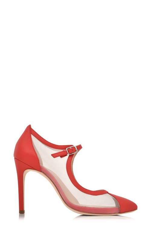 Joan Oloff Rebecca Mesh Pump In Red Hot Lux Nappa/mesh