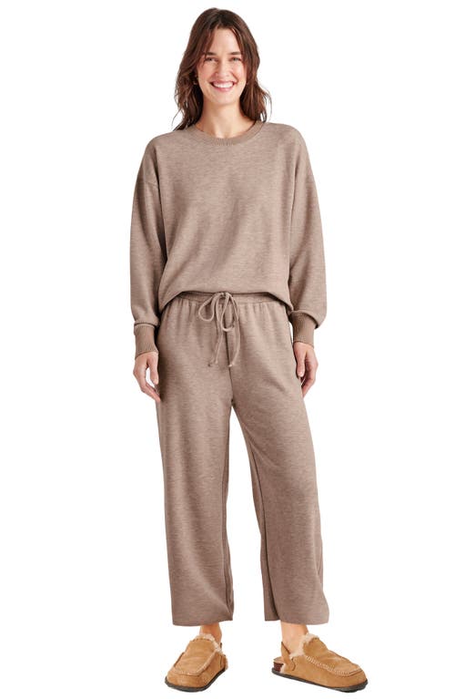 Shop Splendid Winslow Crop Wide Leg Sweatpants In Tawny Heather