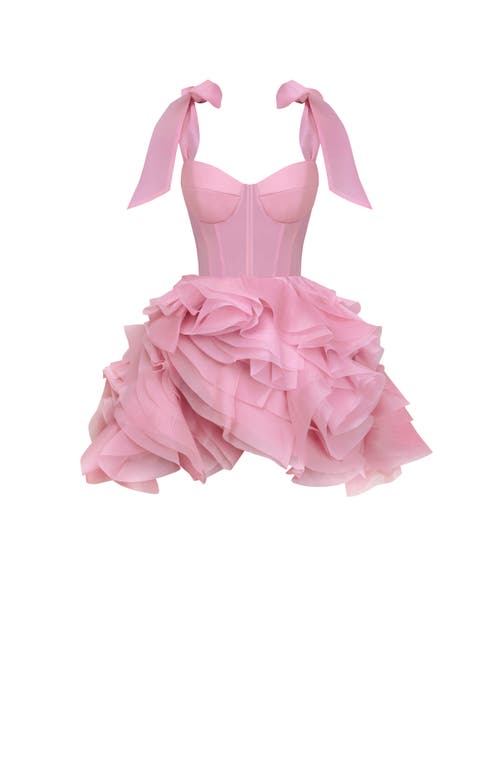 Milla Danceable Mini With Ruched Flower Appliques, Garden Of Eden In Pink