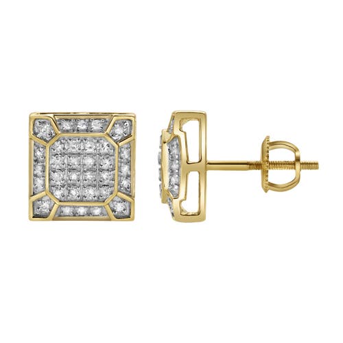 Shop Luvmyjewelry Regalia 10k Yellow Gold Diamond Stud Earrings