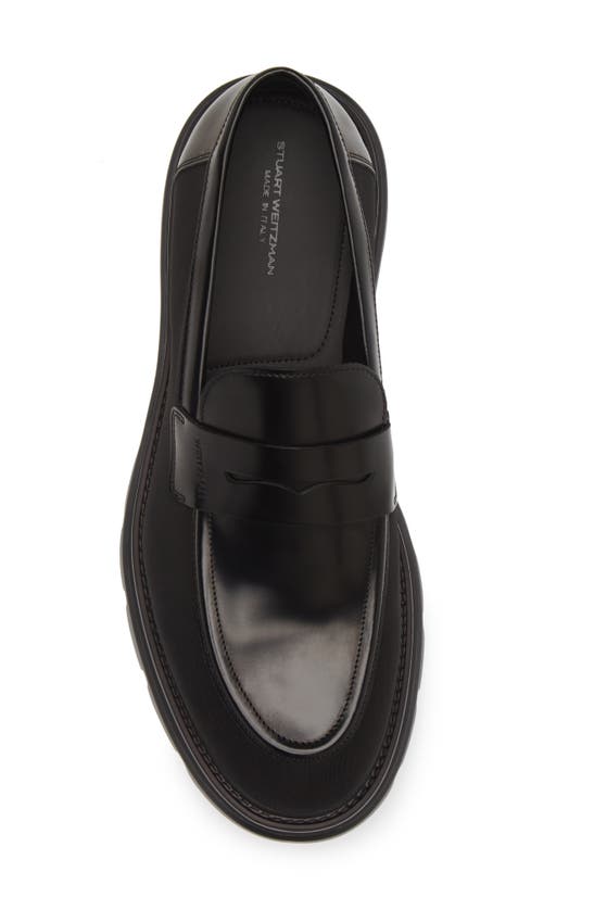 Shop Stuart Weitzman Club La Lugged Penny Loafer In Black