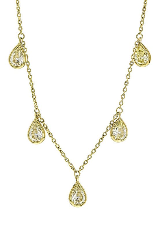 Judith Ripka Clad Pear Shape Cz Station Necklace In Gold