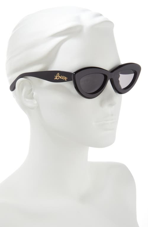 Shop Loewe Curvy 54mm Cat Eye Sunglasses In Shiny Black/smoke